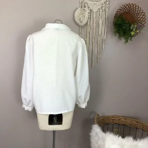 Sam Hua Korean Large polka dot lace collared blouse - Picture 6 of 8